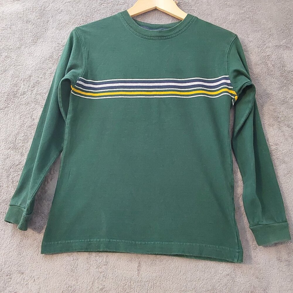 TKS Basics Green Long Sleeve Stripe Shirt 100% Cotton Size M